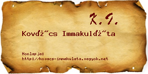 Kovács Immakuláta névjegykártya